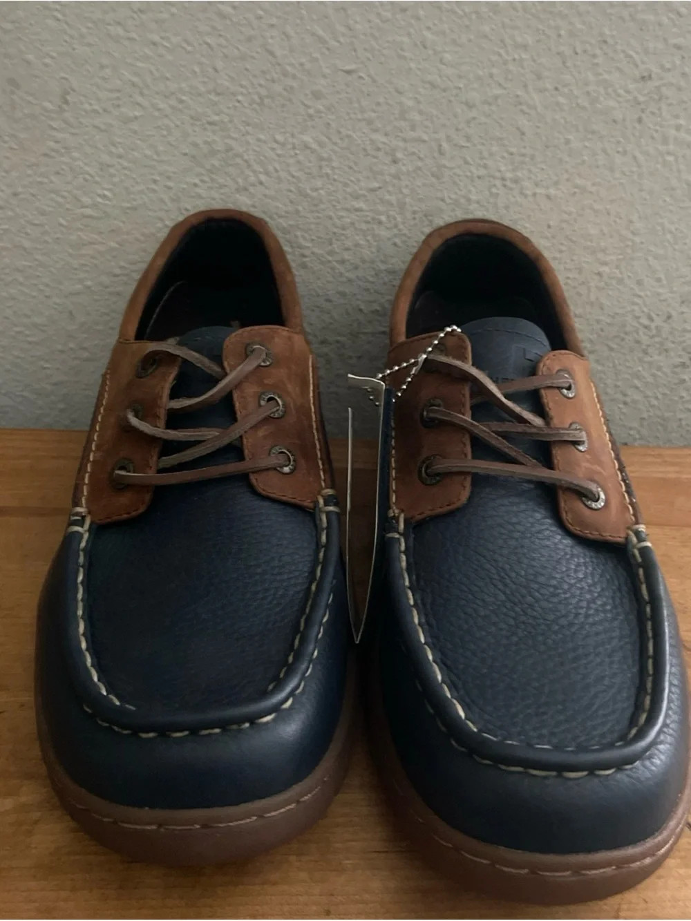Helly Hansen Blue Brown Moc Toe Driving Deck Boat Oxford Lace up Shoe Sz US 11